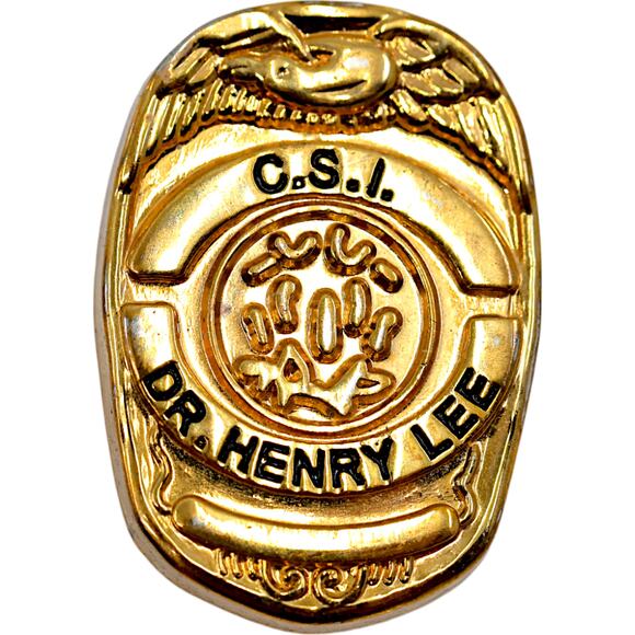 C.S.I. Dr. Henry Lee Gold Lapel Embossed Forensic Sciences Police Badge Pin - Picture 1 of 4